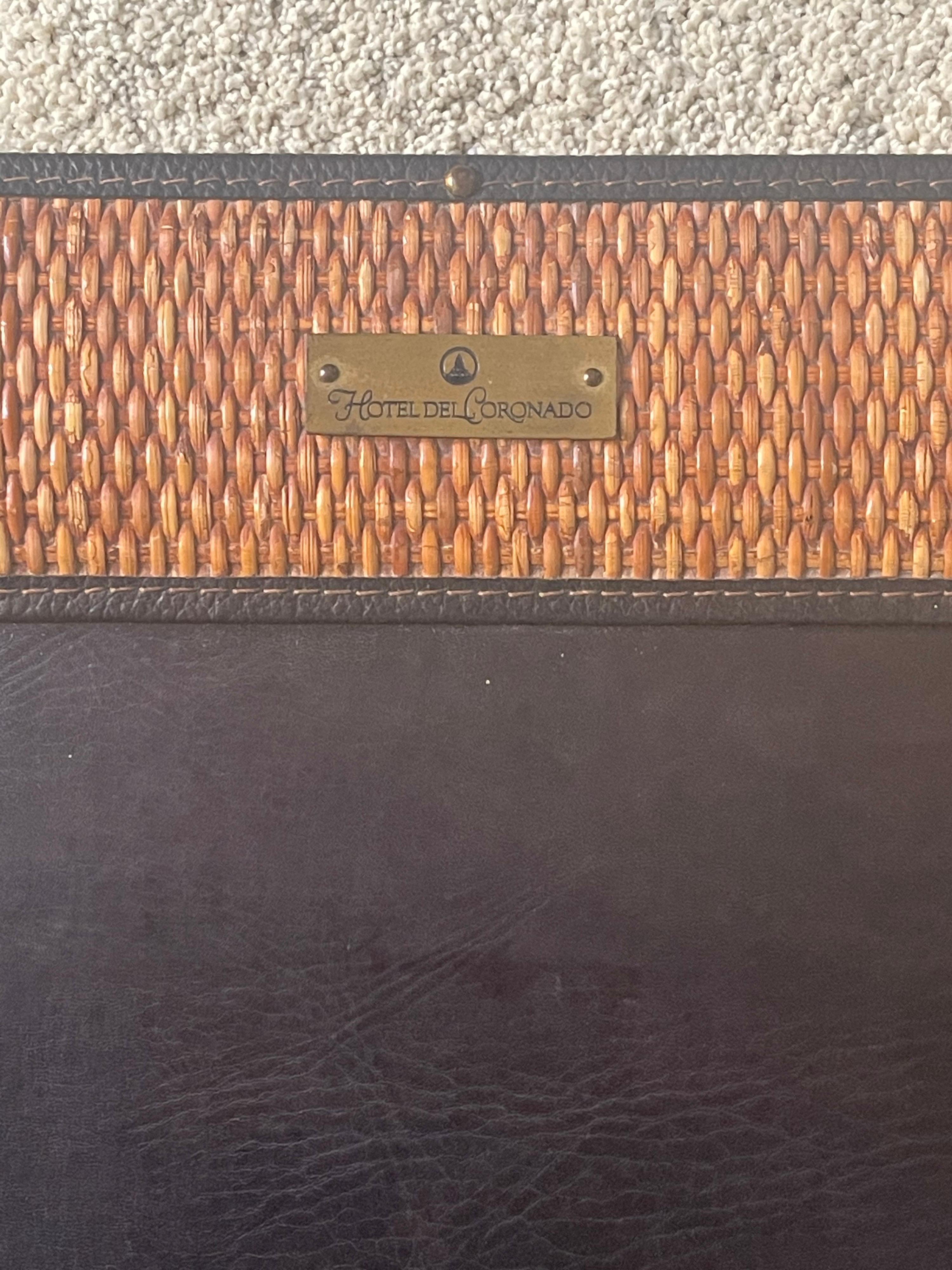 American Vintage Hotel del Coronado Leather and Cane Desk Blotter