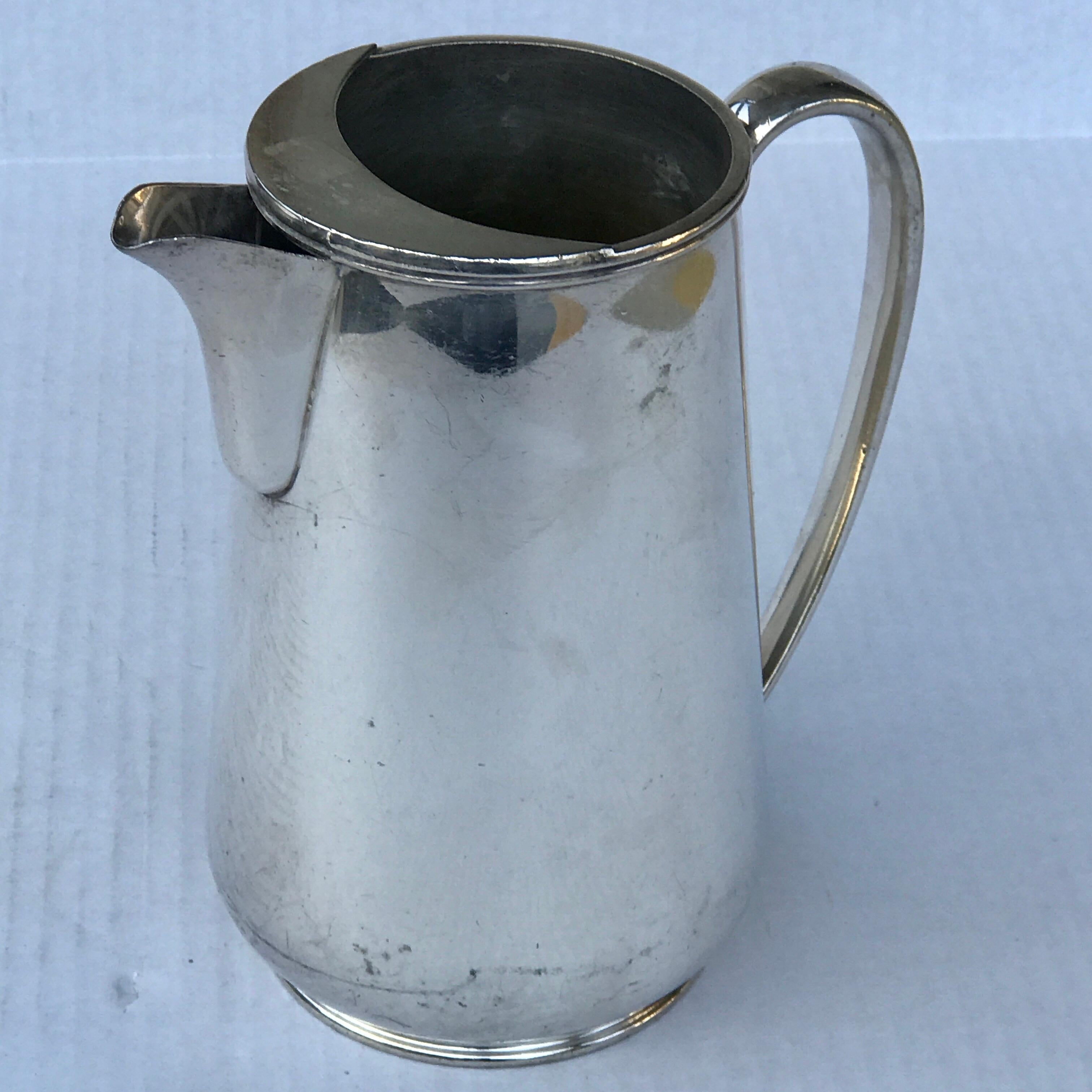 Japanese Vintage Hotel Silver Plated Water Pitcher, Smaller For Sale