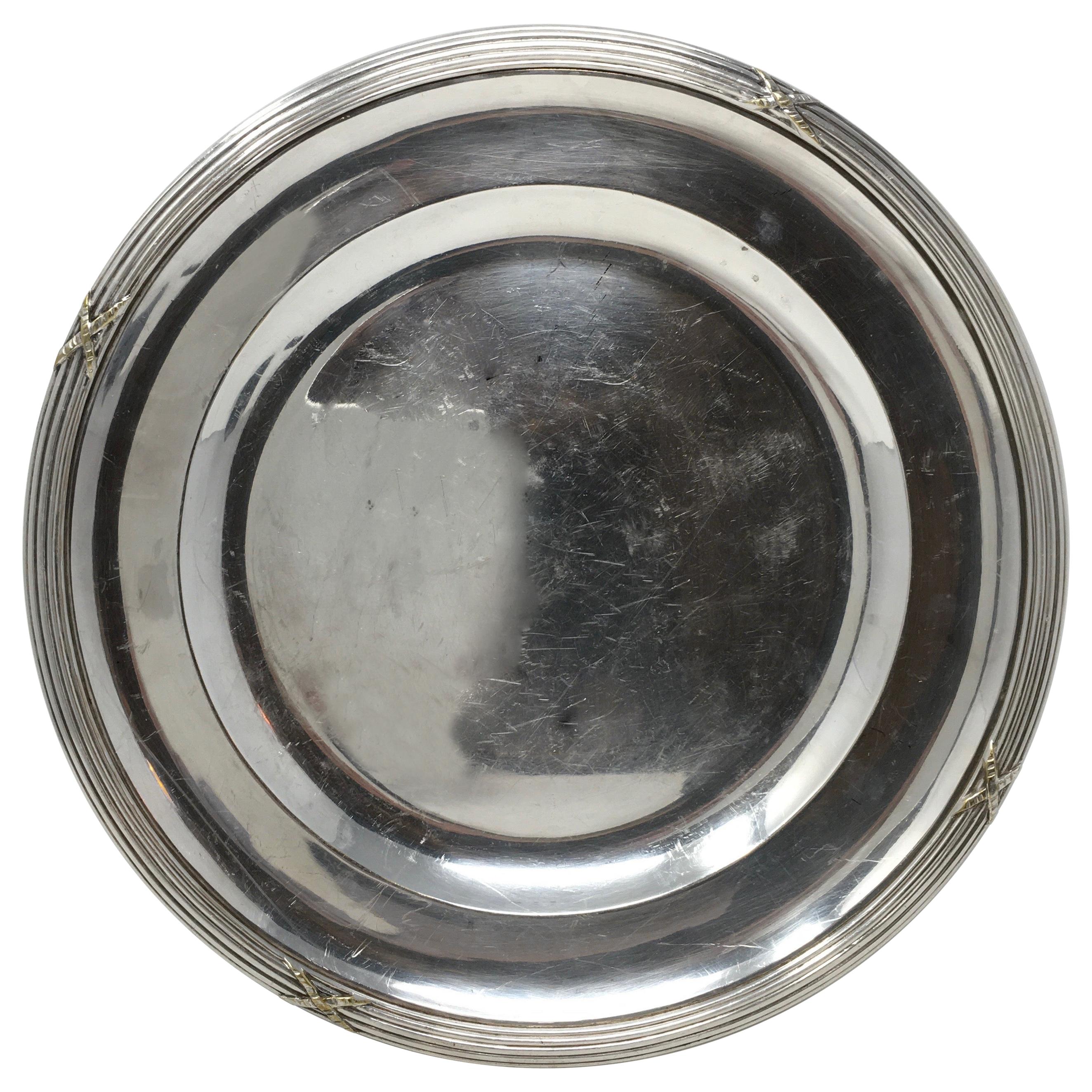 Vintage Hotel Silver Serving Platter For Sale