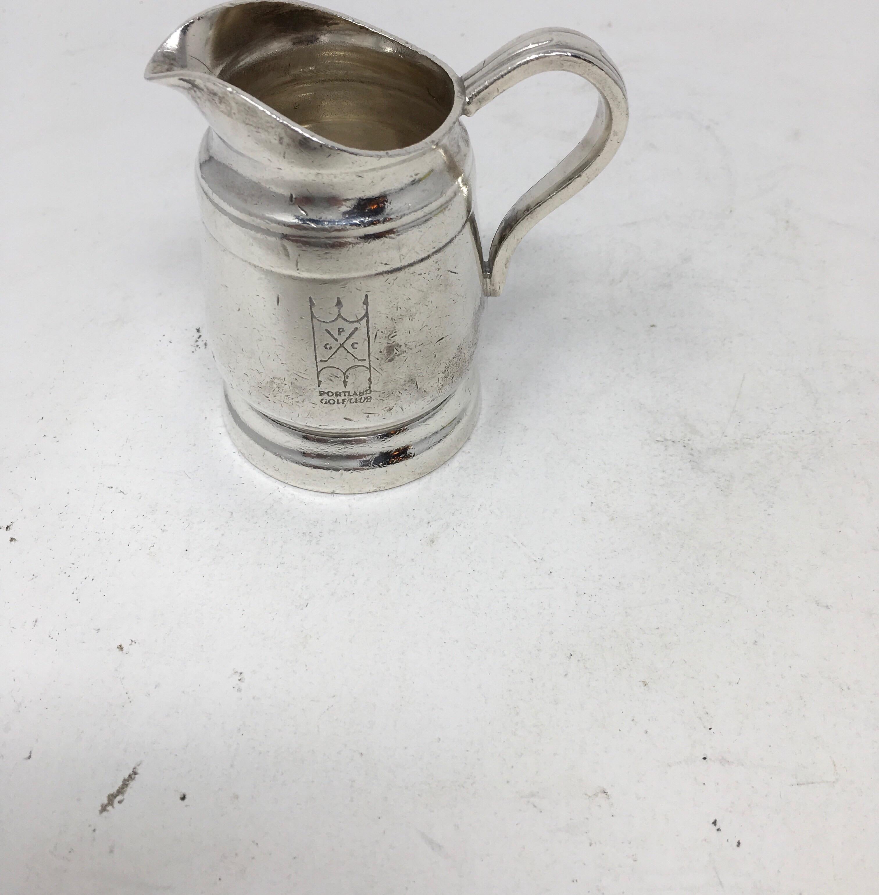 Vintage Hotel Silver Silverplate Reed & Barton Portland Golf Club Creamer In Good Condition In Houston, TX