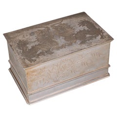 Caja de Té de Hotel Vintage, China, Aleación de Estaño, Chá Caddy, Art Decó, Circa 1930