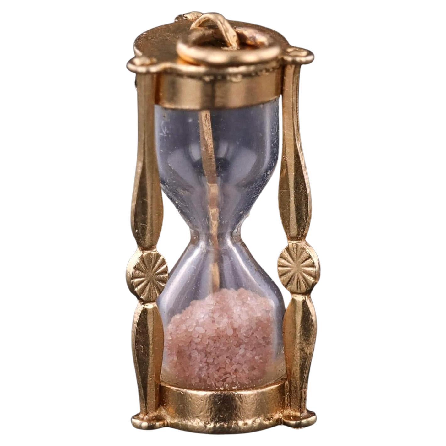 Charm a clessidra vintage in oro 14 carati