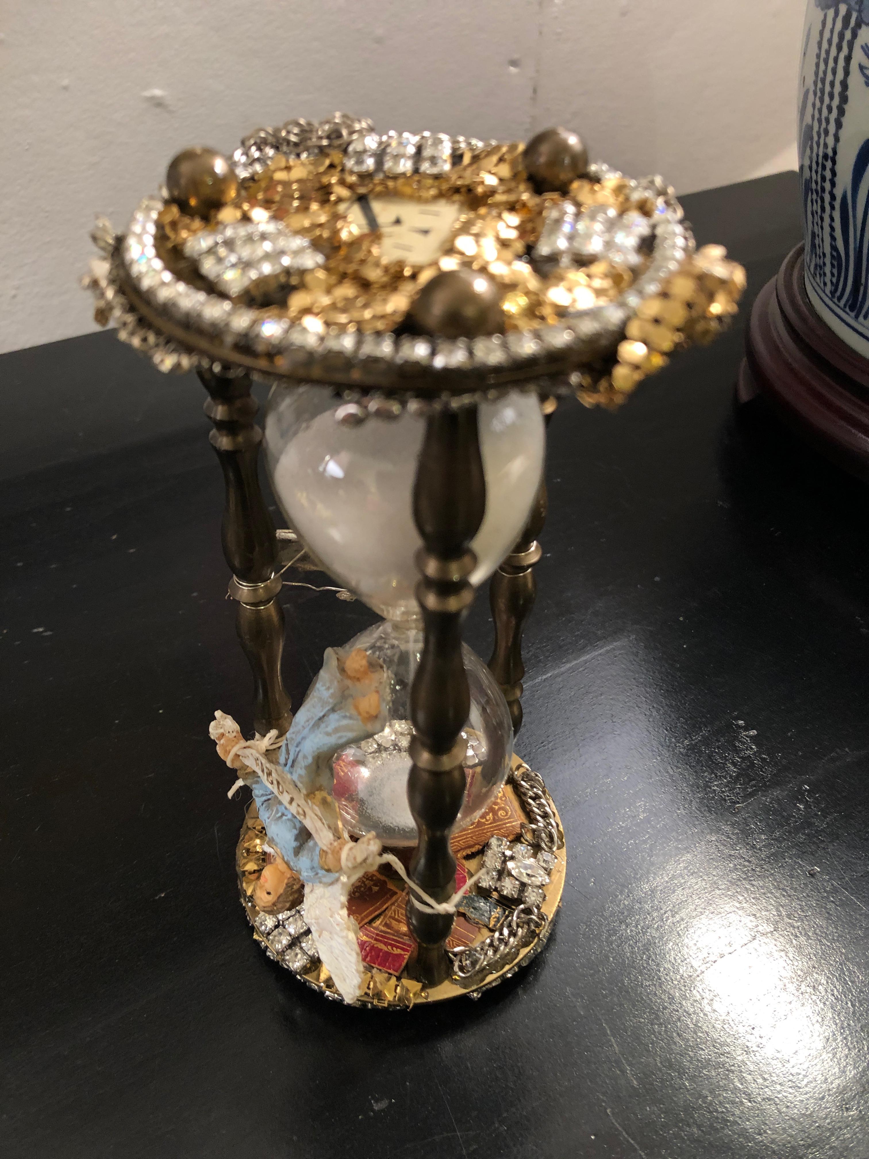 Vintage Hourglass Mixed-Media Assemblage Sculpture For Sale 8