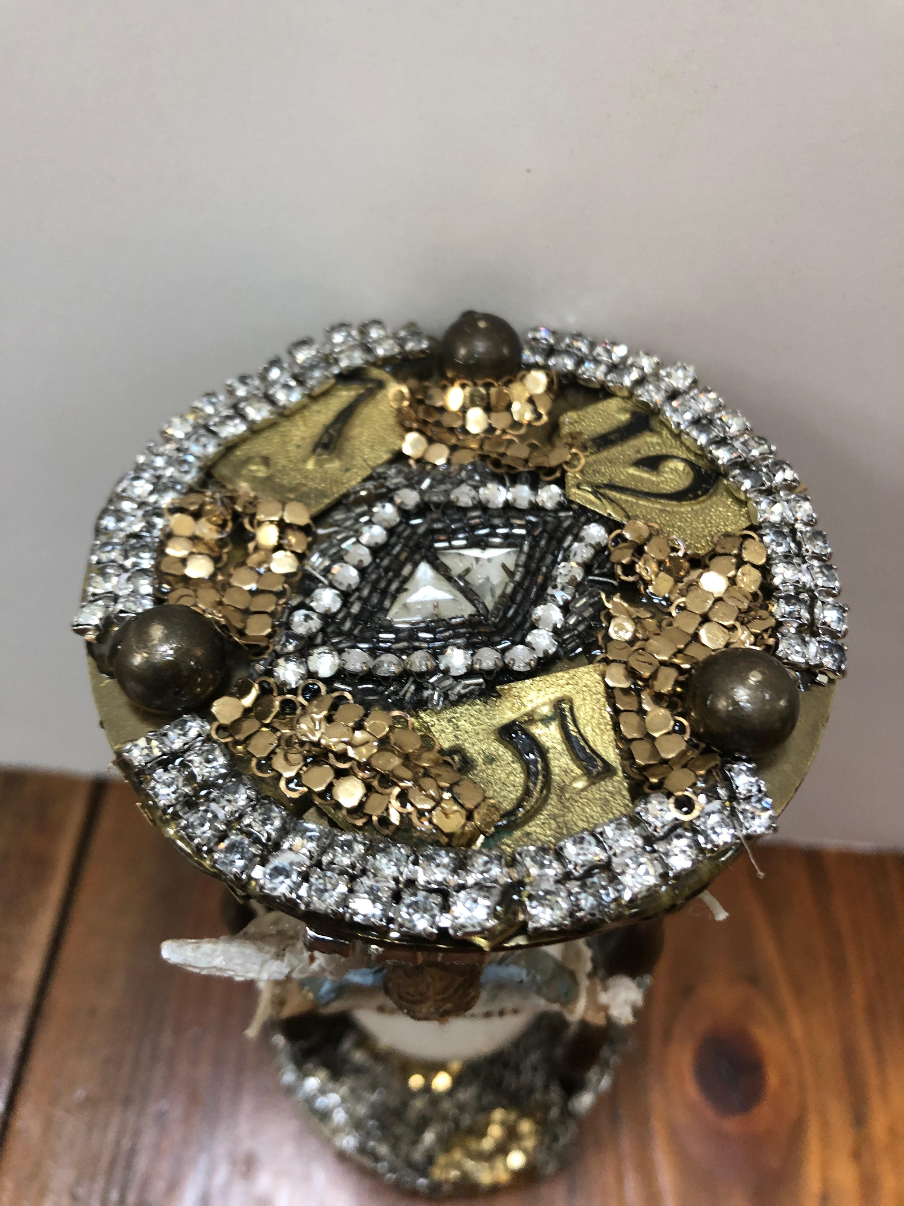 American Vintage Hourglass Mixed-Media Assemblage Sculpture For Sale
