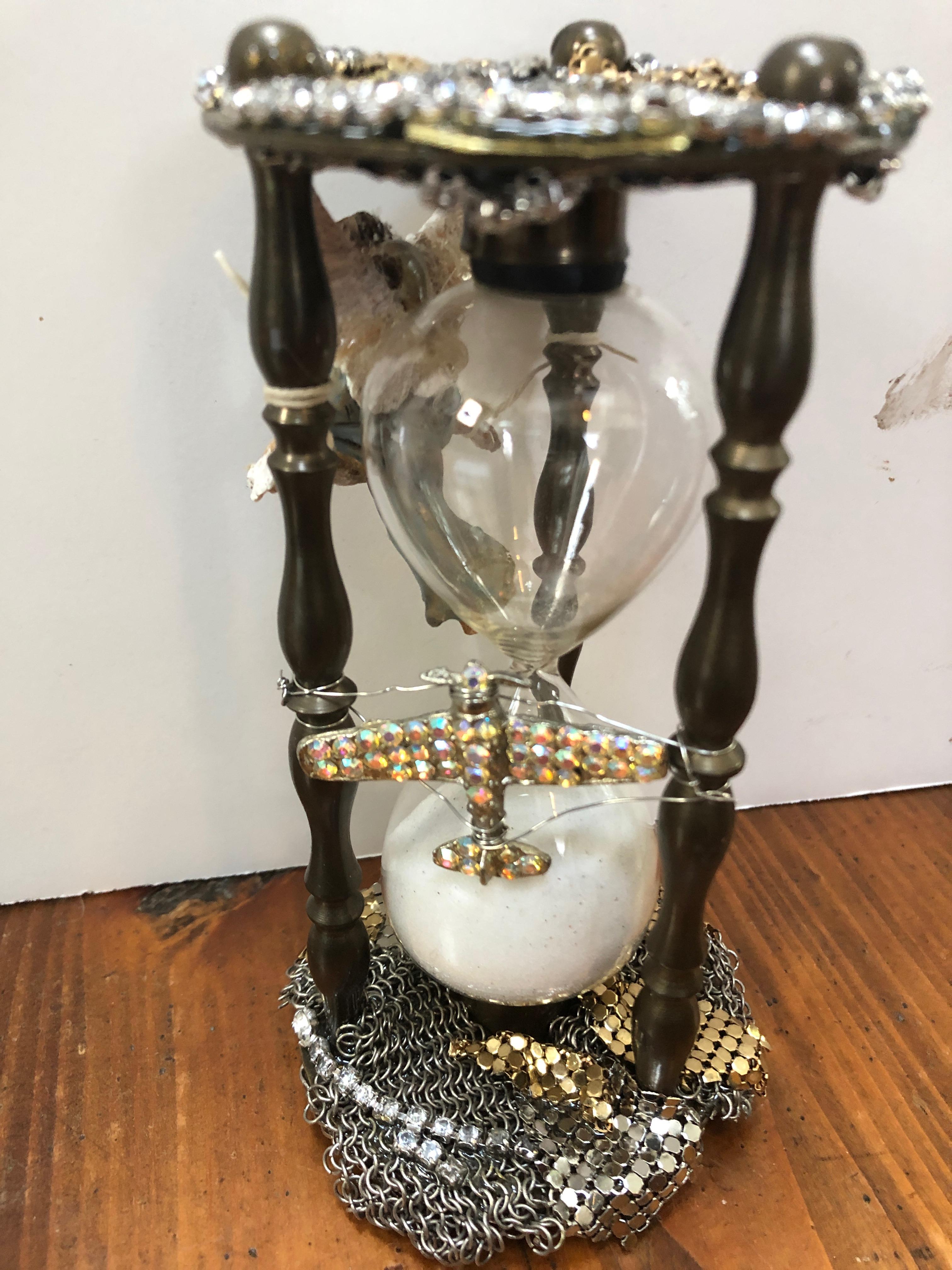 Vintage Hourglass Mixed-Media Assemblage Sculpture For Sale 1