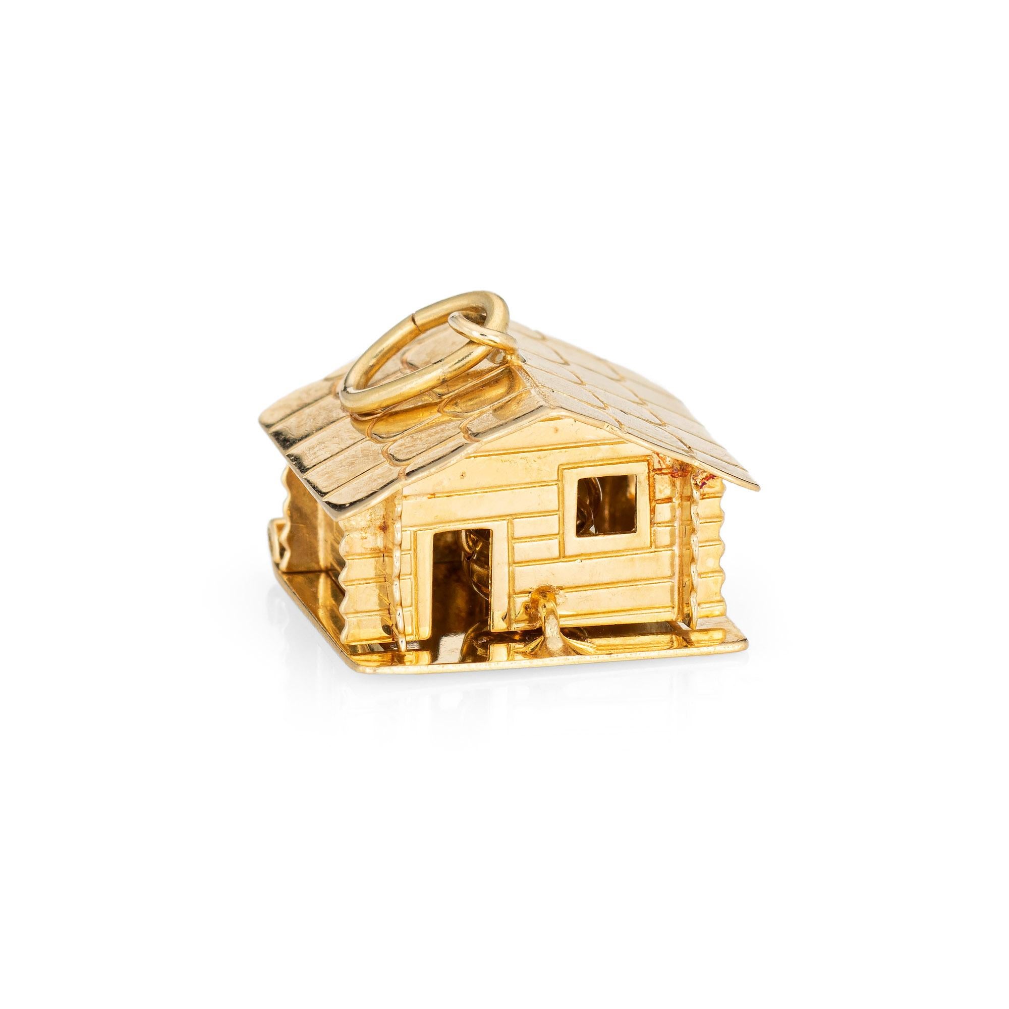 Modern Vintage House Charm 18k Yellow Gold Cabin Opens Cooking Pot Pendant Jewelry