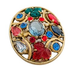 Vintage house of SCHRAGER FIFTH AVENUE gold glass designer runway brooch