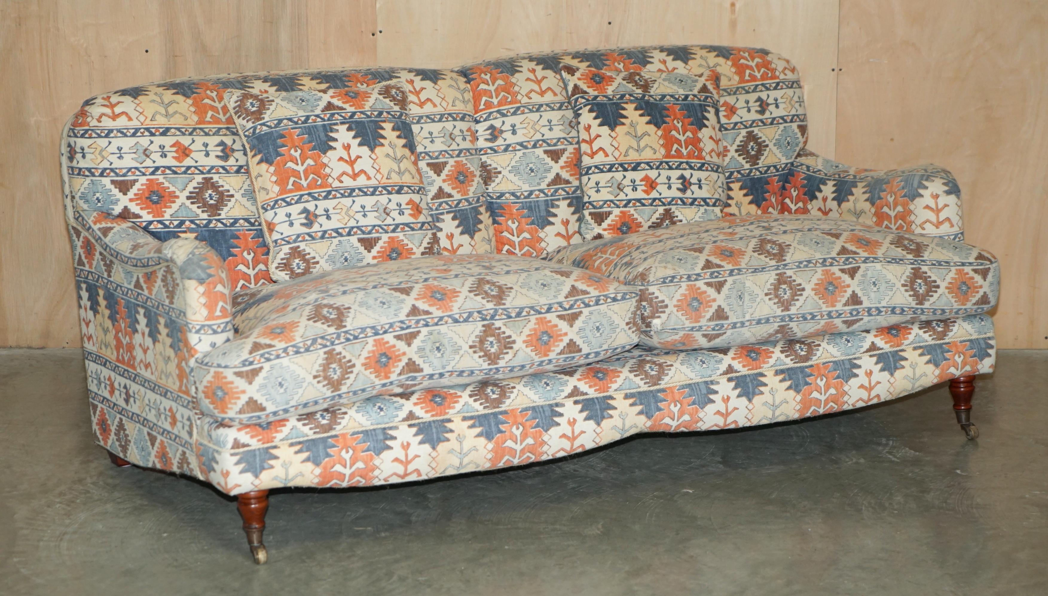 Royal House Antiques

Royal House Antiques is delighted to offer for sale this lovely vintage Howard & Son's style sofa and armchair suite with distressed Kilim style upholstery 

Please note the delivery fee listed is just a guide, it covers within