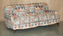ViNTAGE HOWARD & SON'S KILIM STYLE SOFA AND ARMCHAIR SUITE DISTRESSED FABRIC