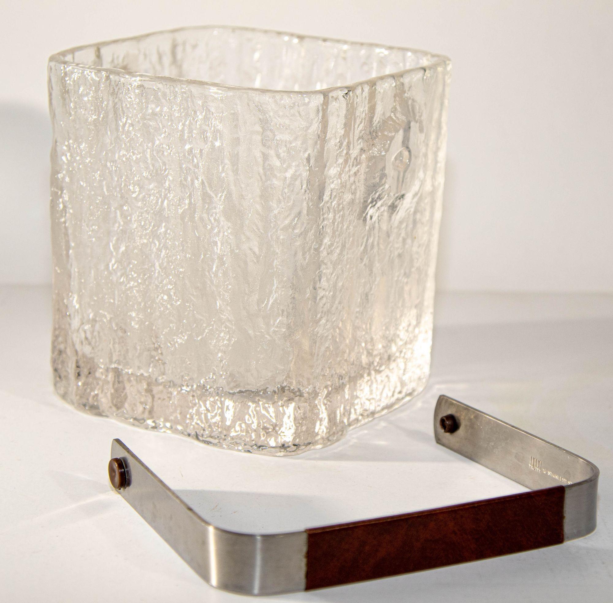 Japanese Vintage Hoya Glacier Ice Bucket With Textured Ice Glass, Japan, Circa 1960s For Sale