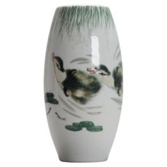 Vintage Hu Jie Chinese Porcelain PROC Liling Duck Vases Underglaze, 1997