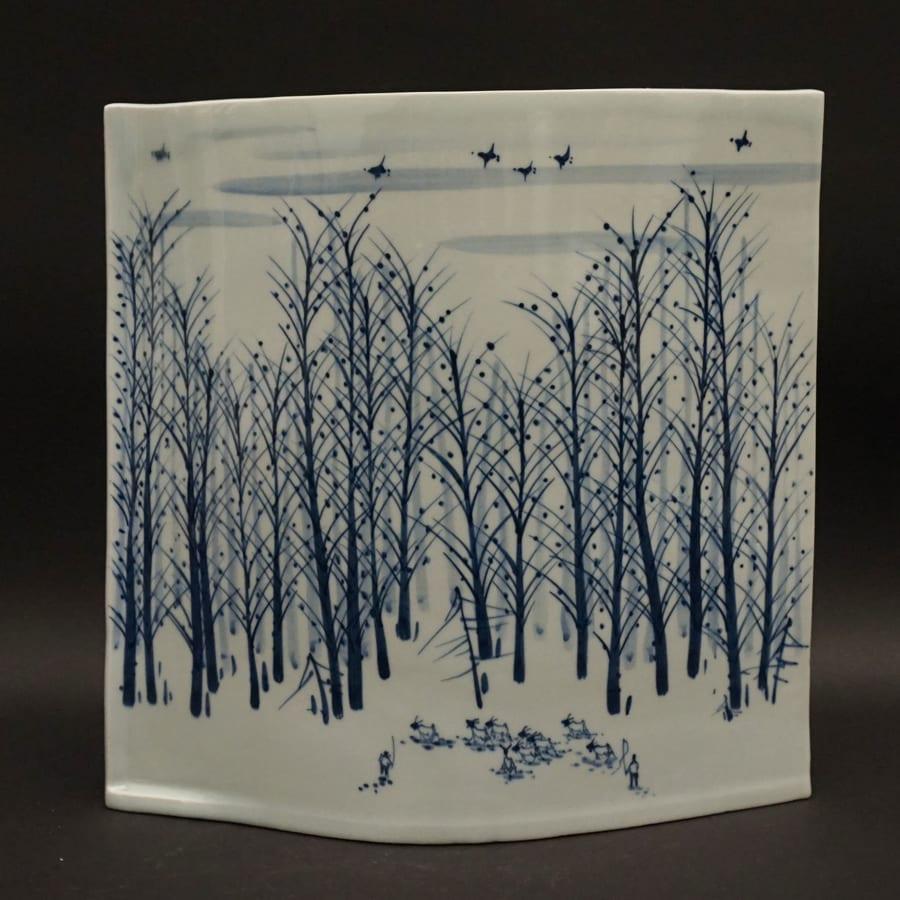 A very nicely decorated pair of polychrome Vases with an unusual pattern. 1970-1990

 Author's Biography: Huang Zhichao, born in Jingdezhen, Jiangxi Province in I962, 6 young loves to forgive art, graduated from Jingdezhen forgives art college in