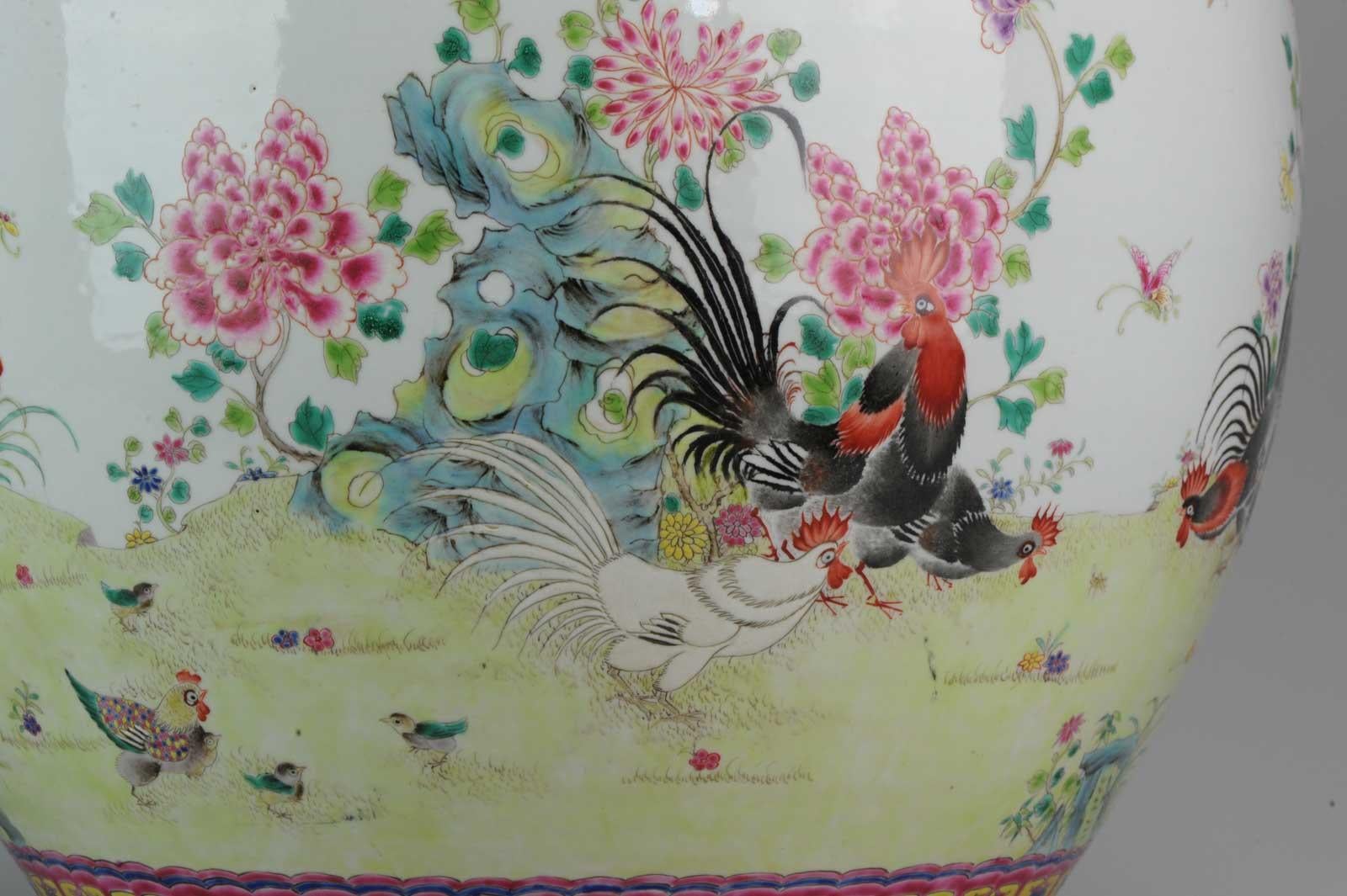 Vintage Huge 20th Century PROC 1960-1980 Chinese Porcelain Basin Roosters 14