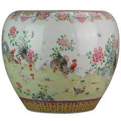 Vintage Huge 20th Century PROC 1960-1980 Chinese Porcelain Basin Roosters