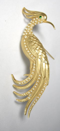 Vintage Huge Crane Bird Brooch