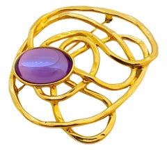 Vintage huge gold glass modernist designer runway brooch