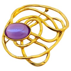 Vintage huge gold glass modernist designer runway brooch