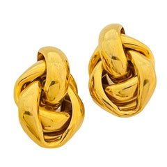 Vintage huge gold knot designer runway earrings
