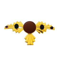 Vintage huge gold resin designer runway brooch