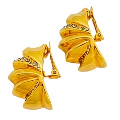 Vintage huge gold rhinestone runway earrings