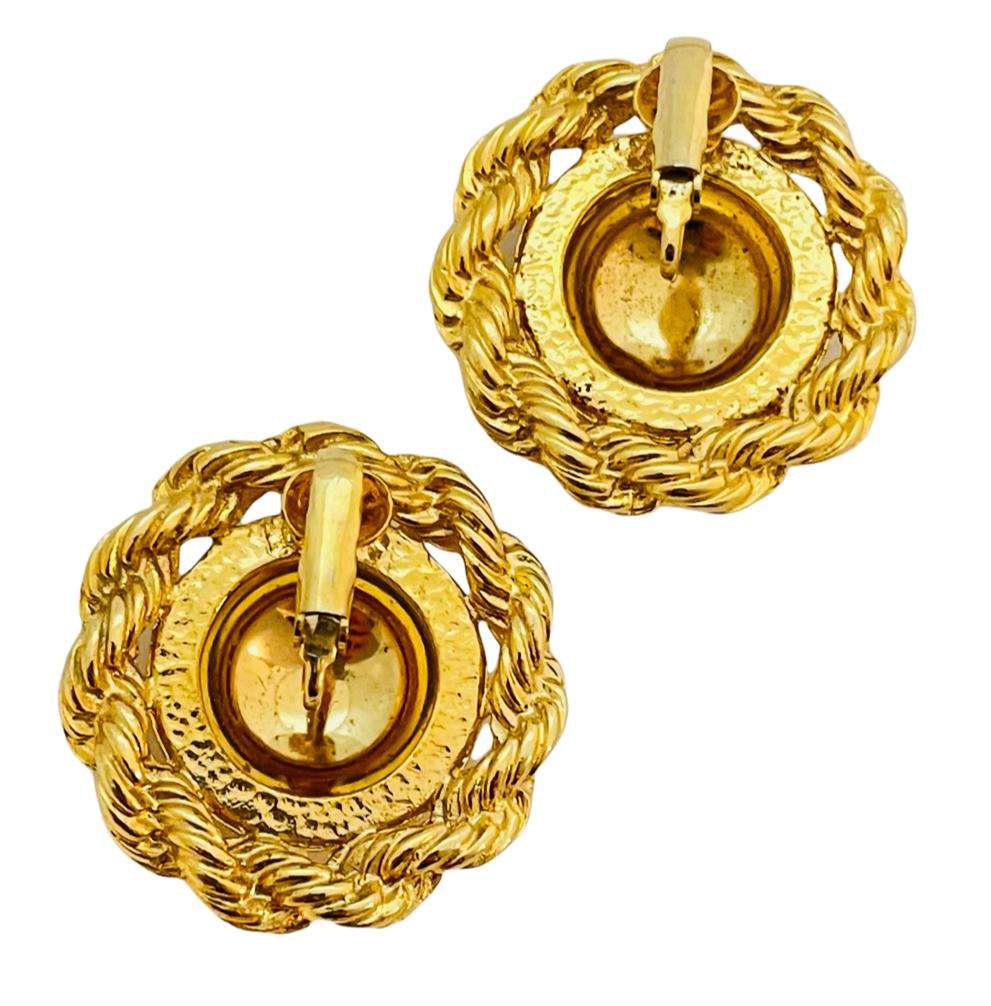 Vintage huge gold twisted chain bold earrings In Good Condition For Sale In Palos Hills, IL