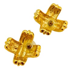 Vintage huge gold X runway 80"s earrings