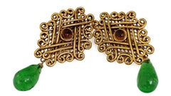 Vintage Huge ISABEL CANOVAS Poured Glass Byzantine Earrings