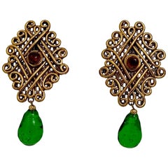 Grandes boucles d'oreilles vintage ISABEL CANOVAS en verre coulé byzantin