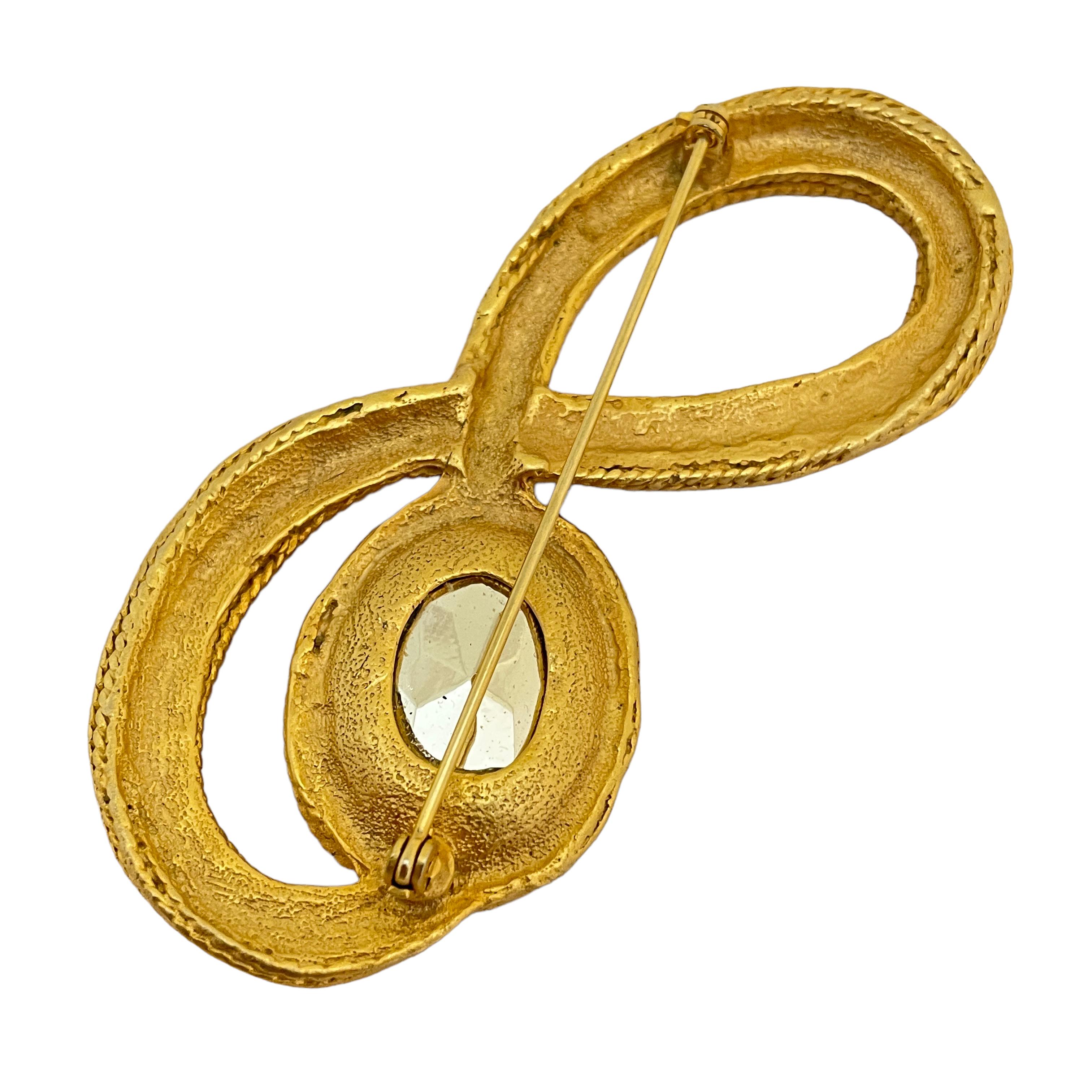 Women's or Men's Vintage huge matte gold red glass designer runway brooch For Sale