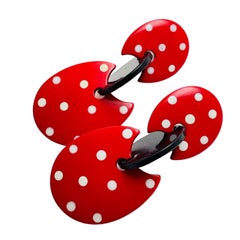 Vintage huge modernist geometric polka dot designer earrings