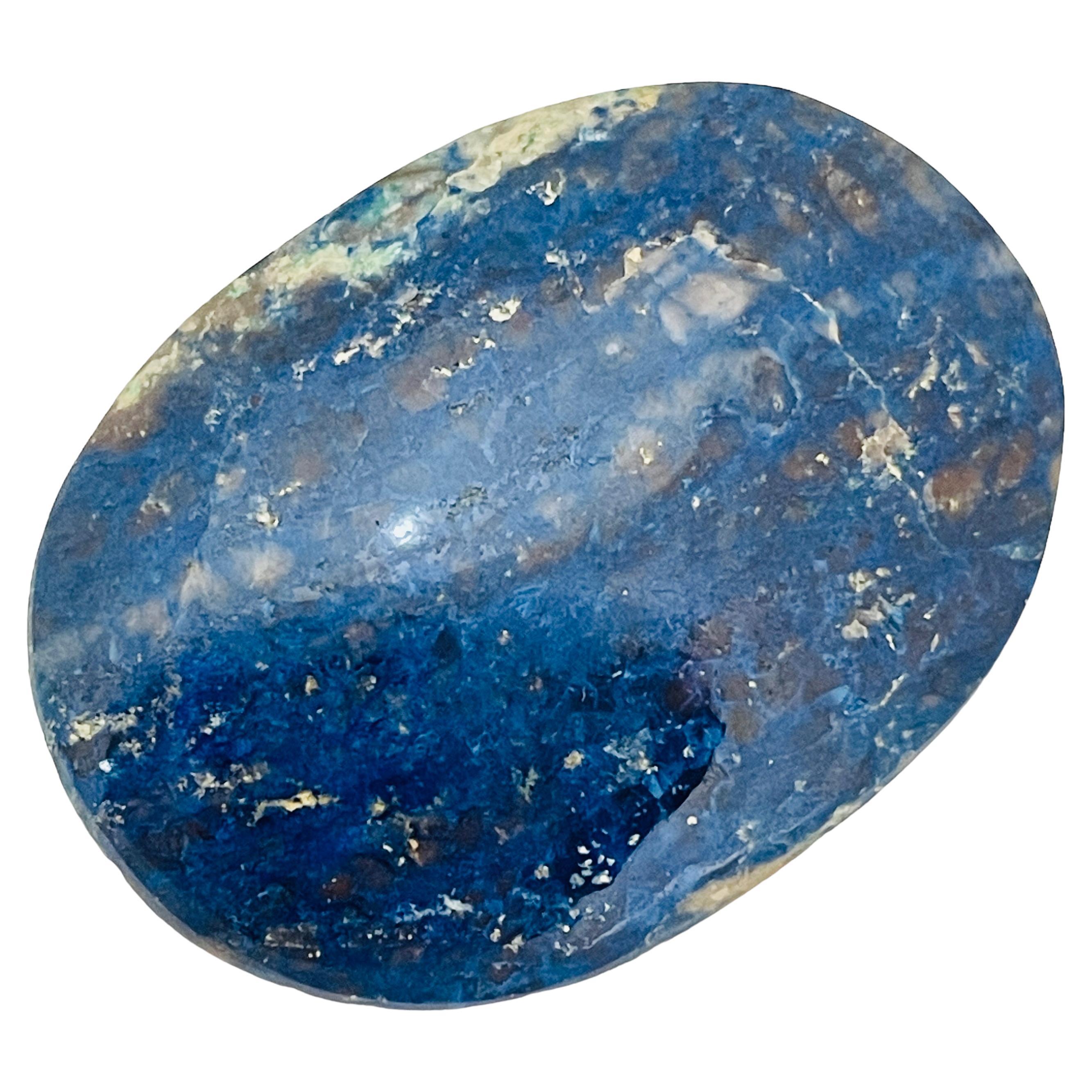 Spilla vintage con pietra naturale blu di grandi dimensioni in vendita