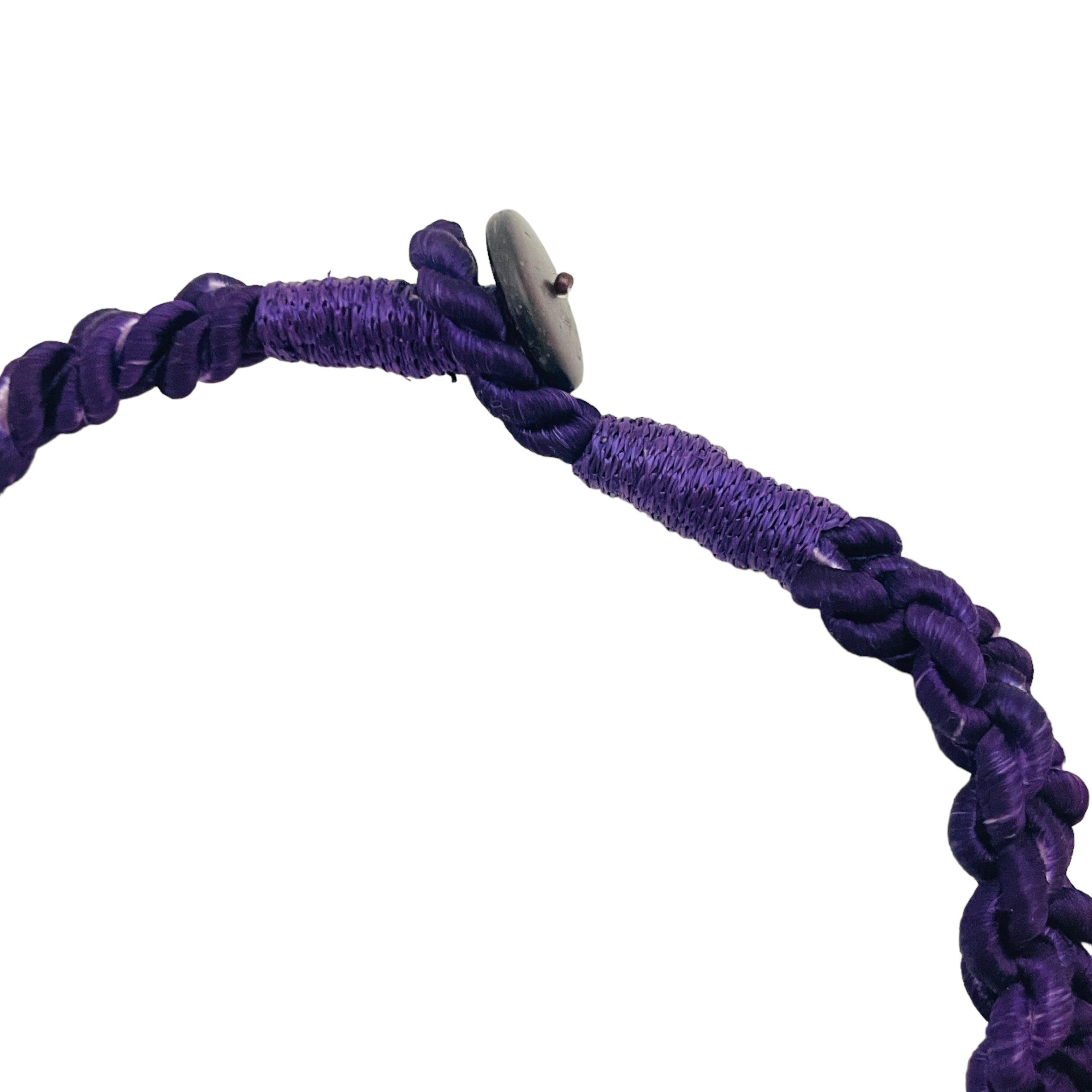 Vintage huge purple artisan handmade designer necklace In Excellent Condition For Sale In Palos Hills, IL