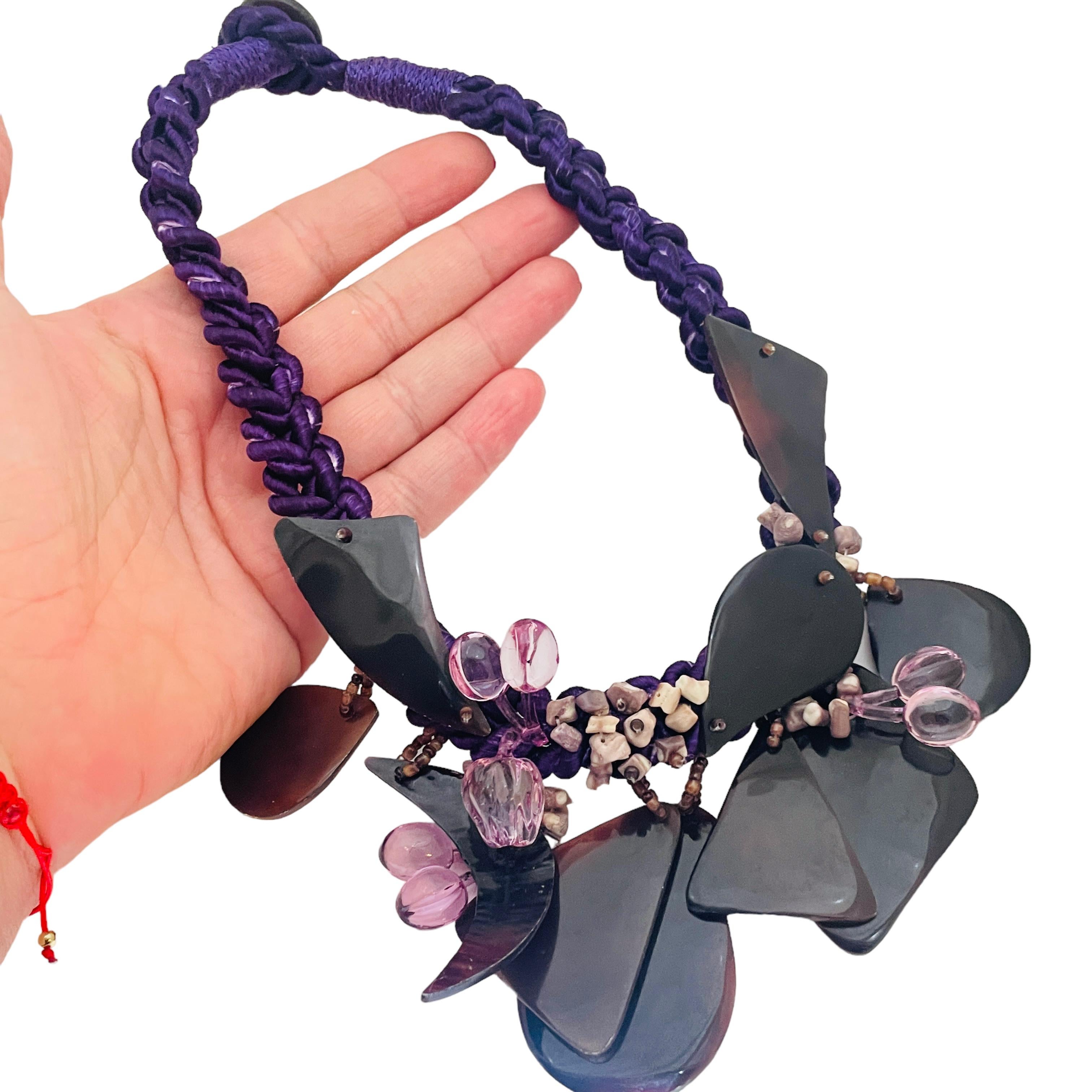 Women's or Men's Vintage huge purple artisan handmade designer necklace For Sale