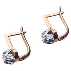 Vintage Huggies Earrings 0.42ctw Diamonds solid 14K Rose White Gold / 4.6 gr