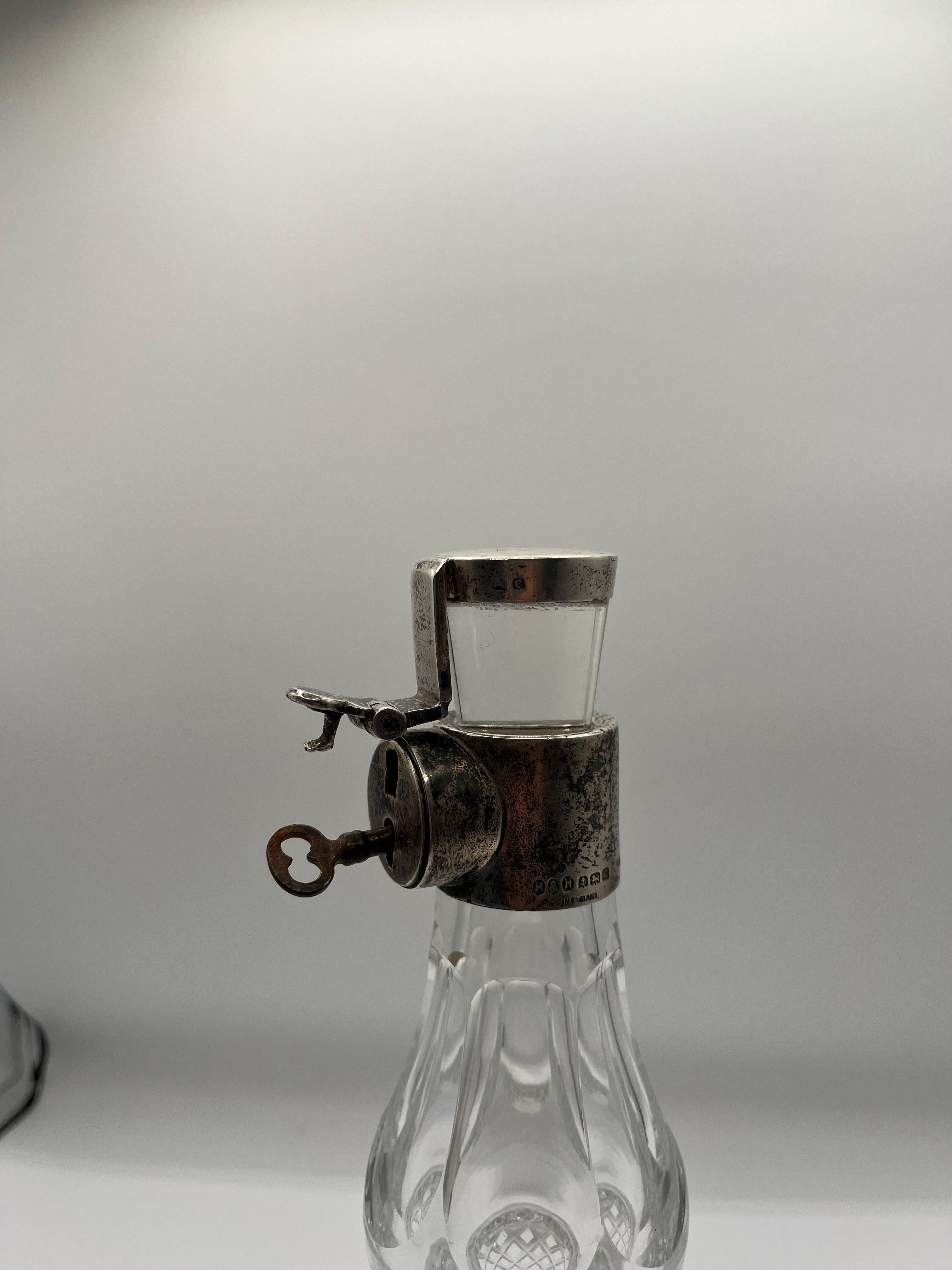 Late 19th Century Vintage Hukin & Heath 19th Century Locking Decanter Sterling Silver For Sale