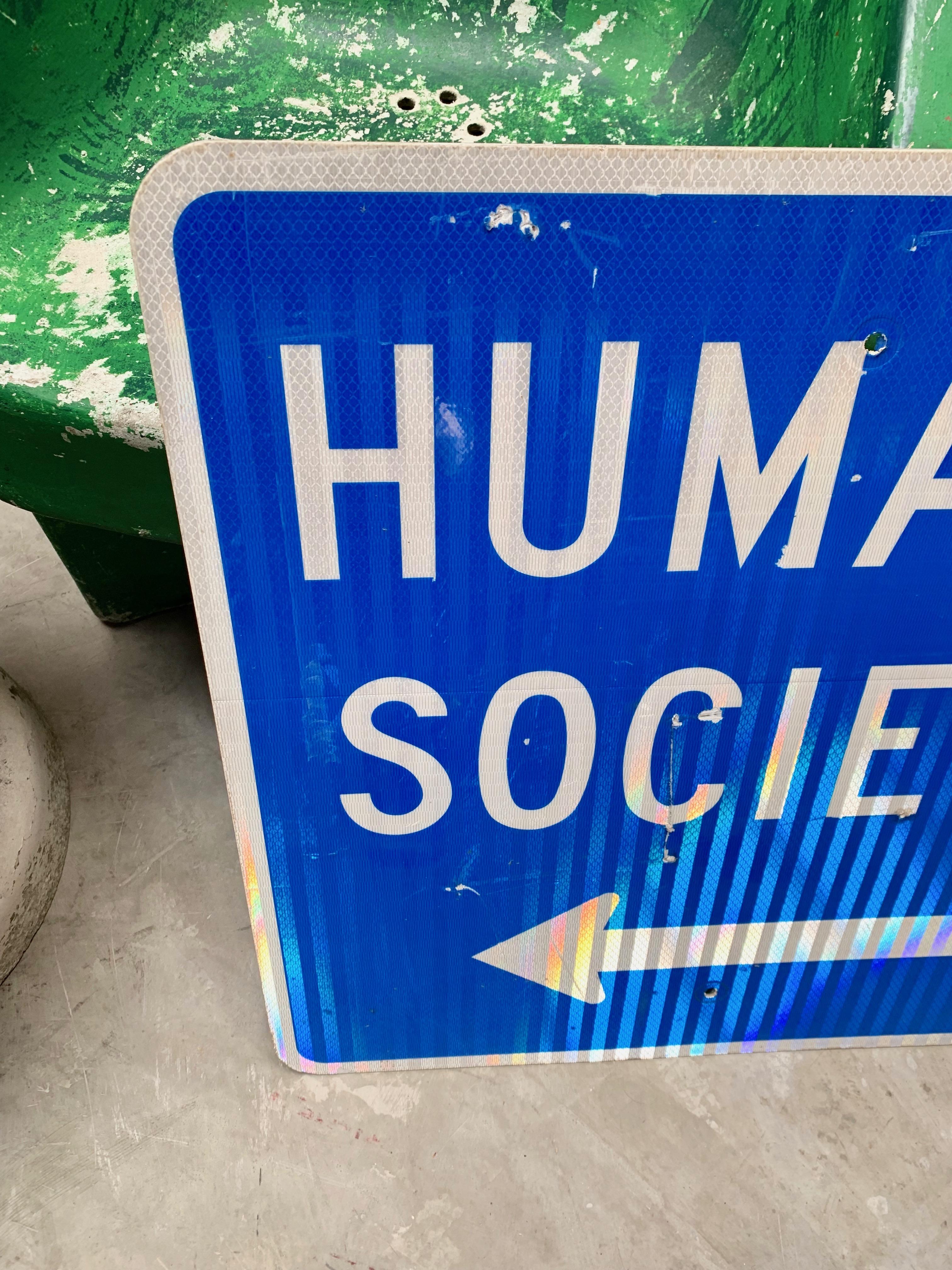 Vintage Humane Society Road Sign In Good Condition For Sale In Los Angeles, CA