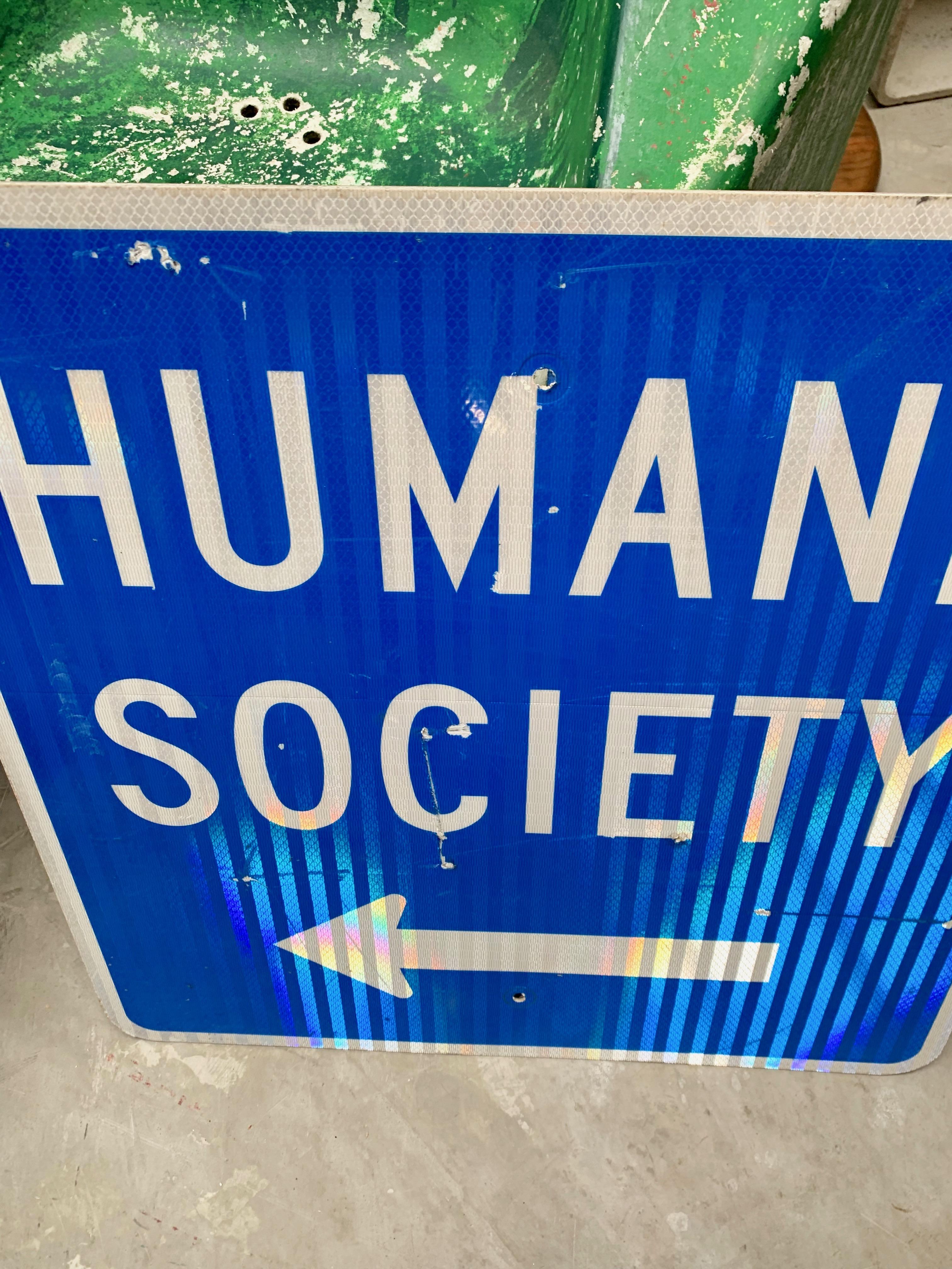 Late 20th Century Vintage Humane Society Road Sign For Sale