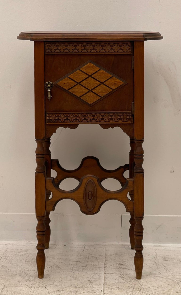 Vintage Humidor Stand Side Table with Hand Turned Details For Sale at