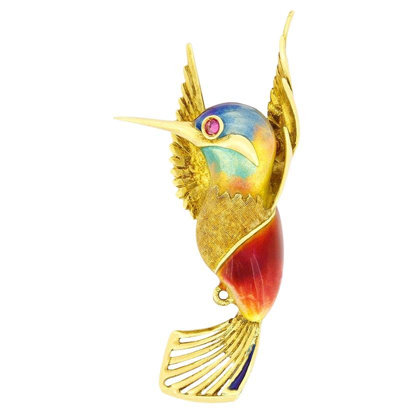 Vintage Hummingbird Brooch, c.1960s For Sale
