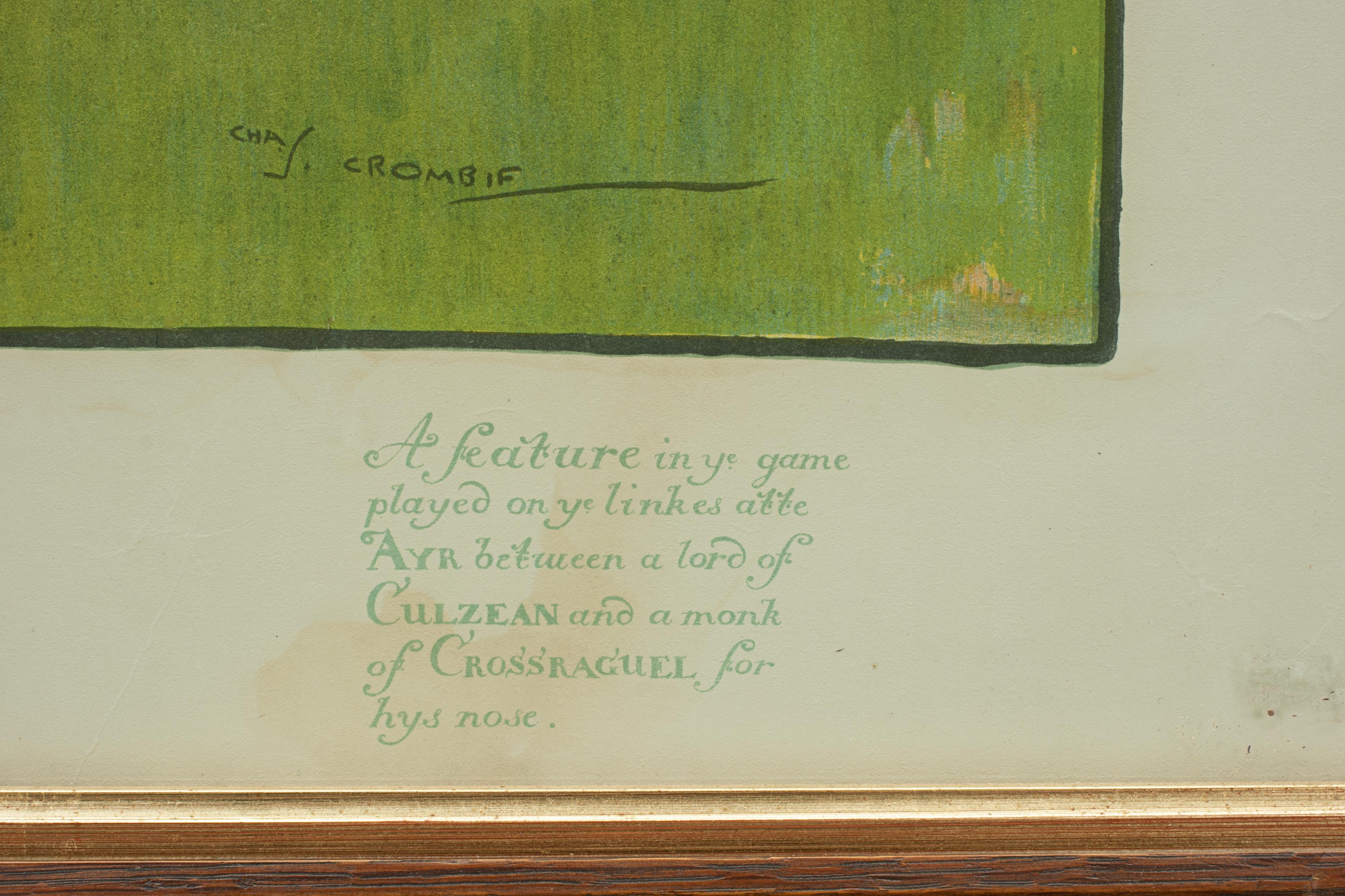 Arte del golf d'epoca, stampa umoristica sul golf, Charles Crombie, che mette il naso nel campo, Charles Crombie in vendita 4
