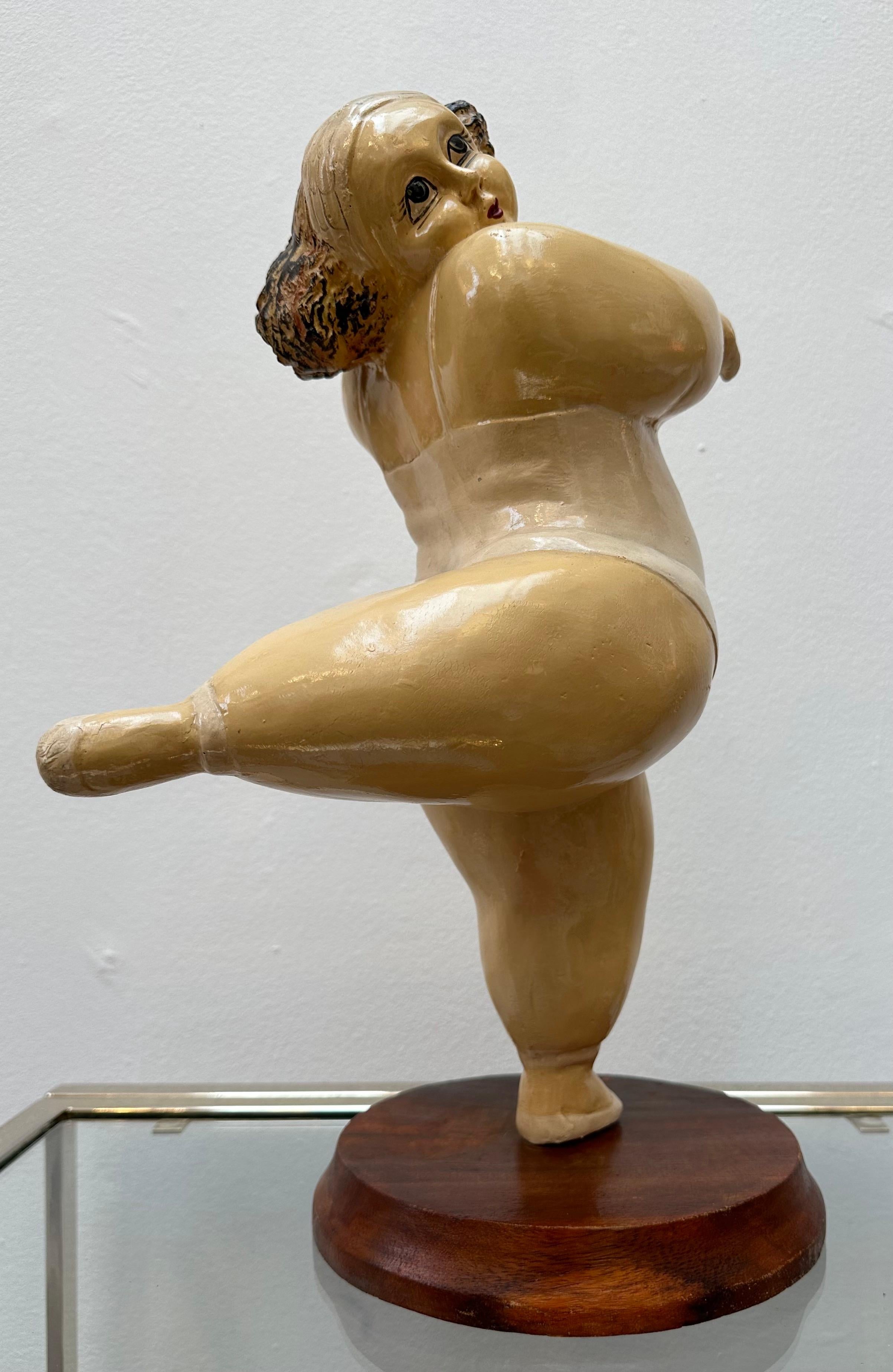 Vintage Humourous Molded Resin Hand Painted Dancing Ballerina Botero Style 5