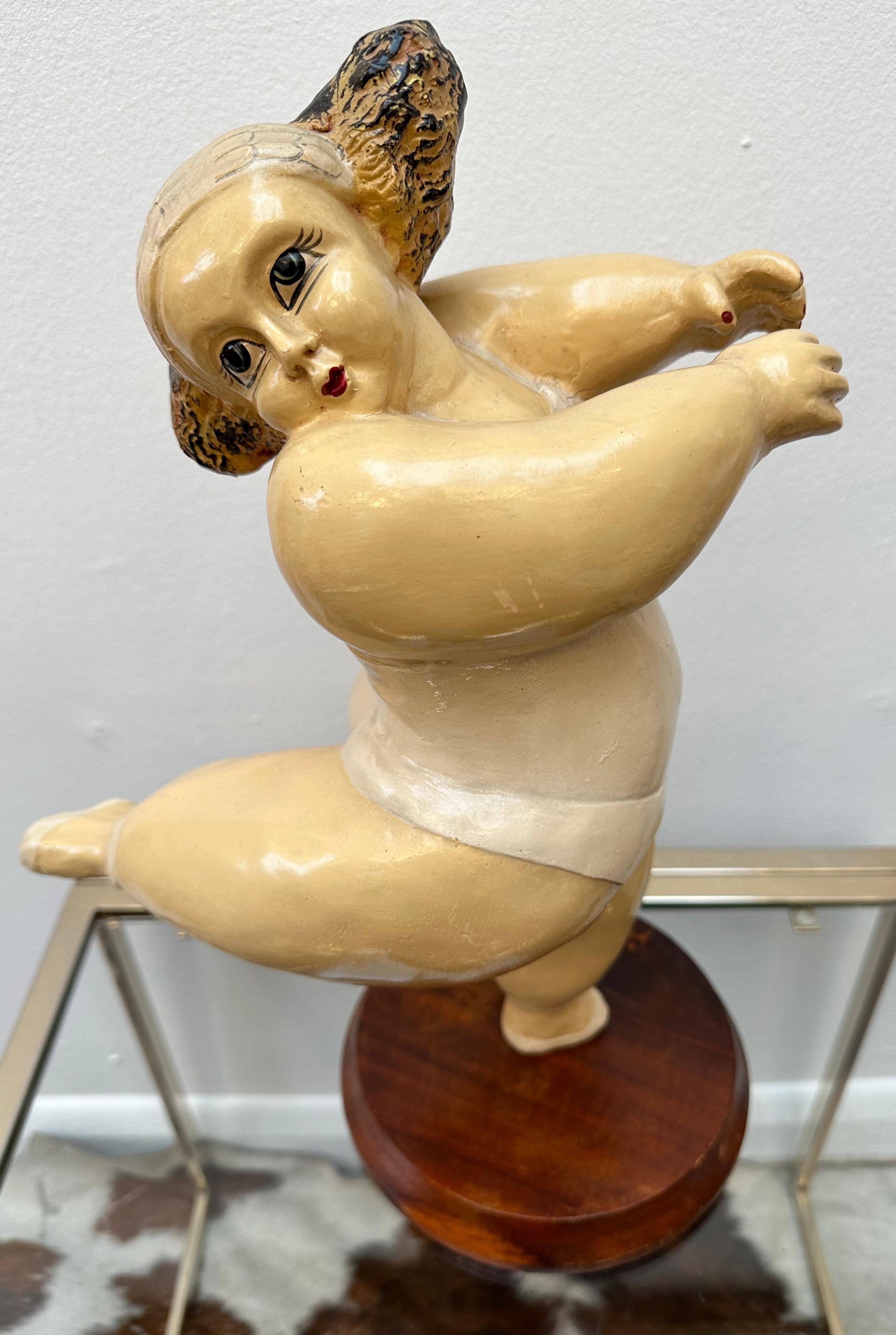 Vintage Humourous Molded Resin Hand Painted Dancing Ballerina Botero Style 8
