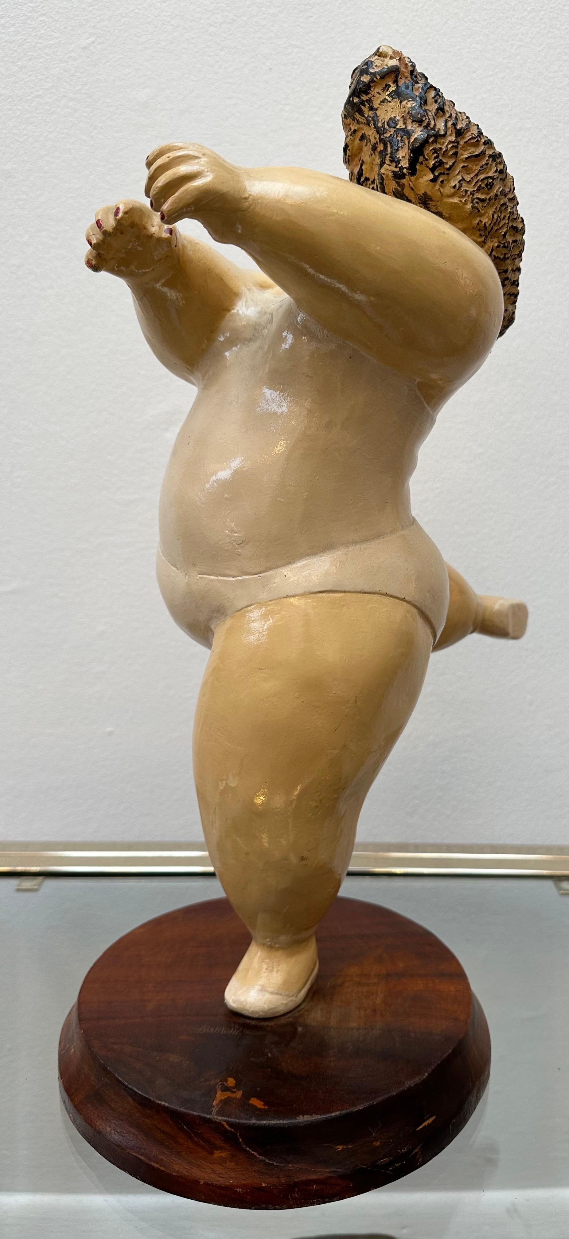 Vintage Humourous Molded Resin Hand Painted Dancing Ballerina Botero Style In Good Condition In London, GB