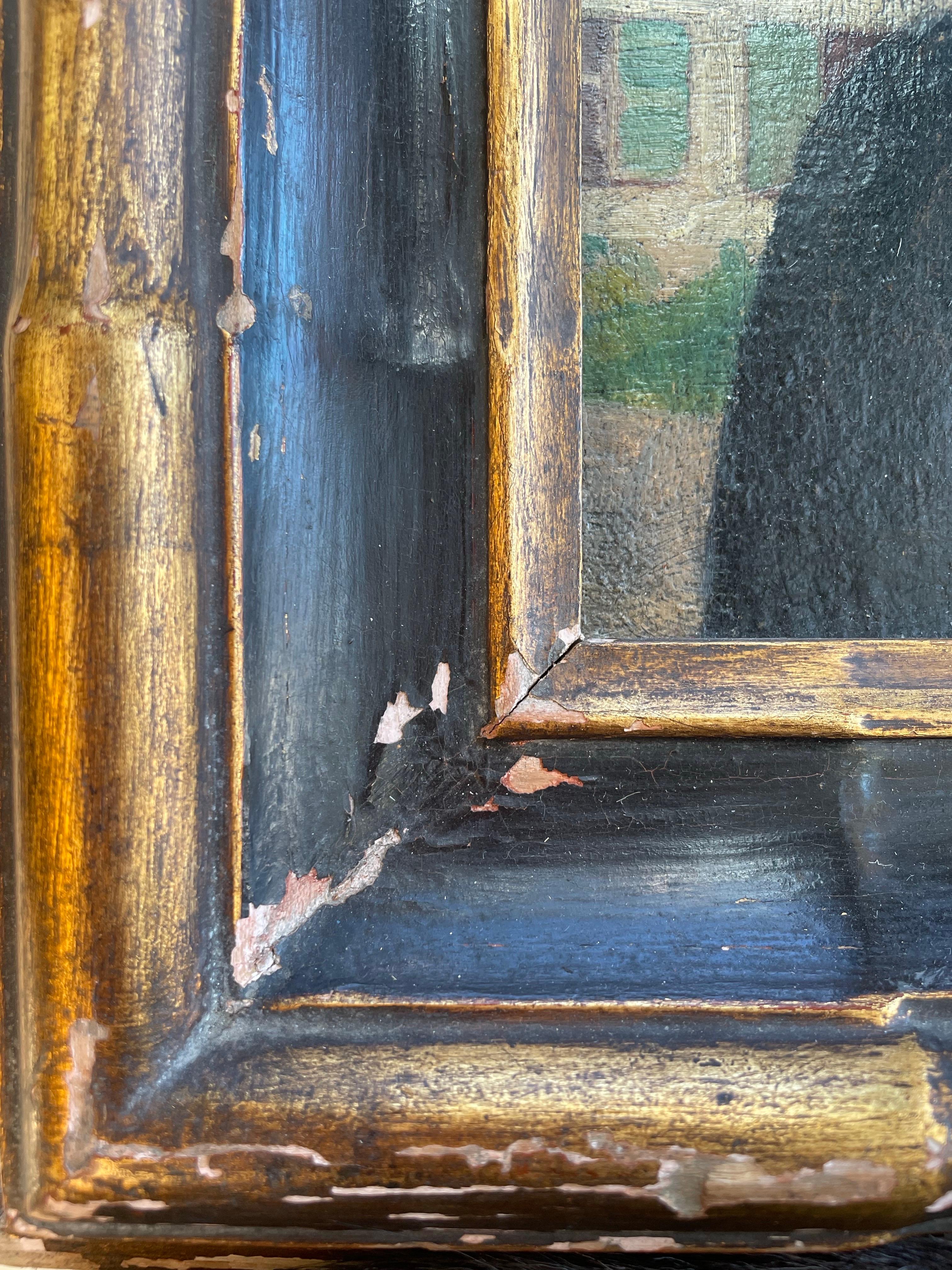 Hongrois Peinture à l'huile vintage d'un portrait populaire hongrois dans un cadre rustique en vente