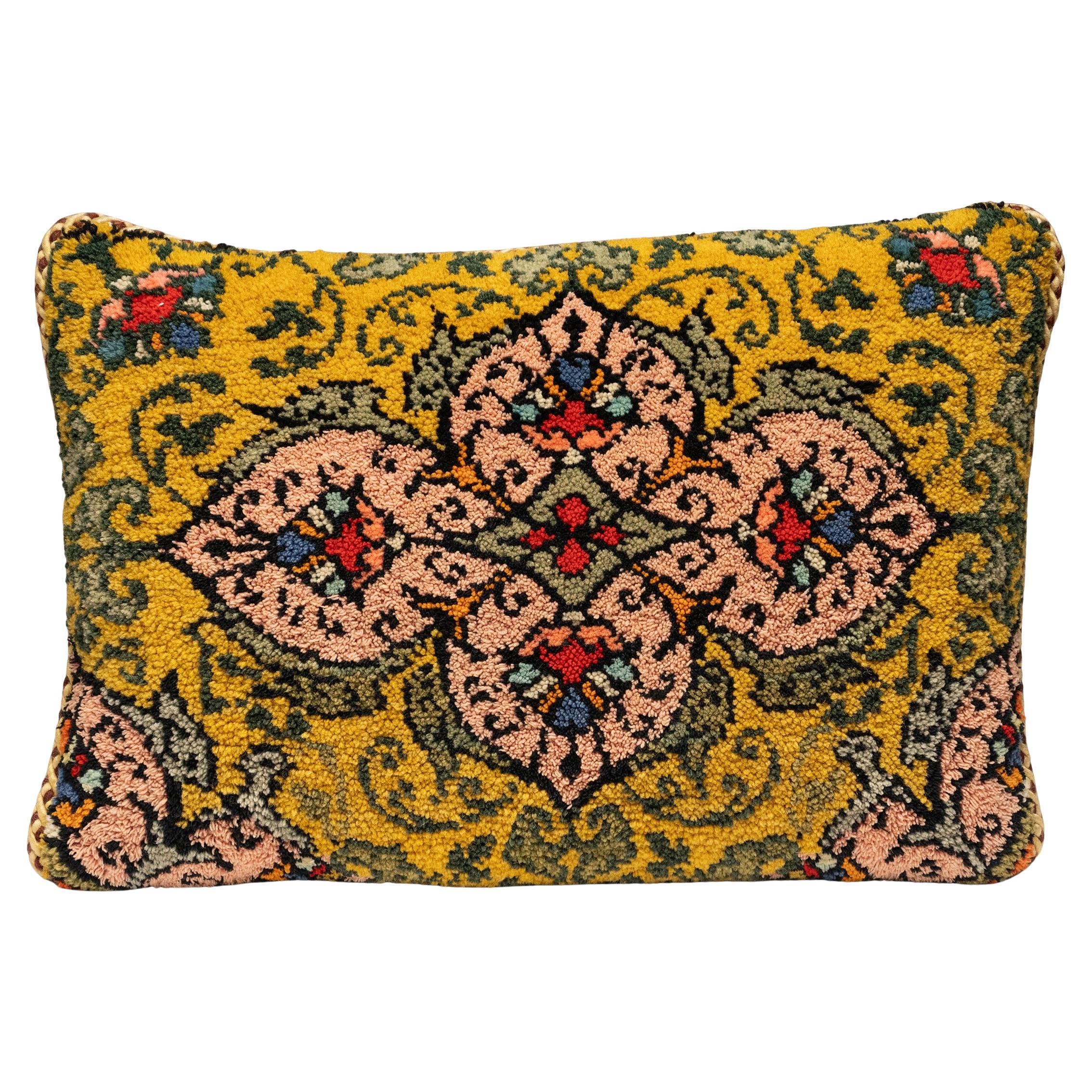 Vintage Hungarian Rug Pillow For Sale