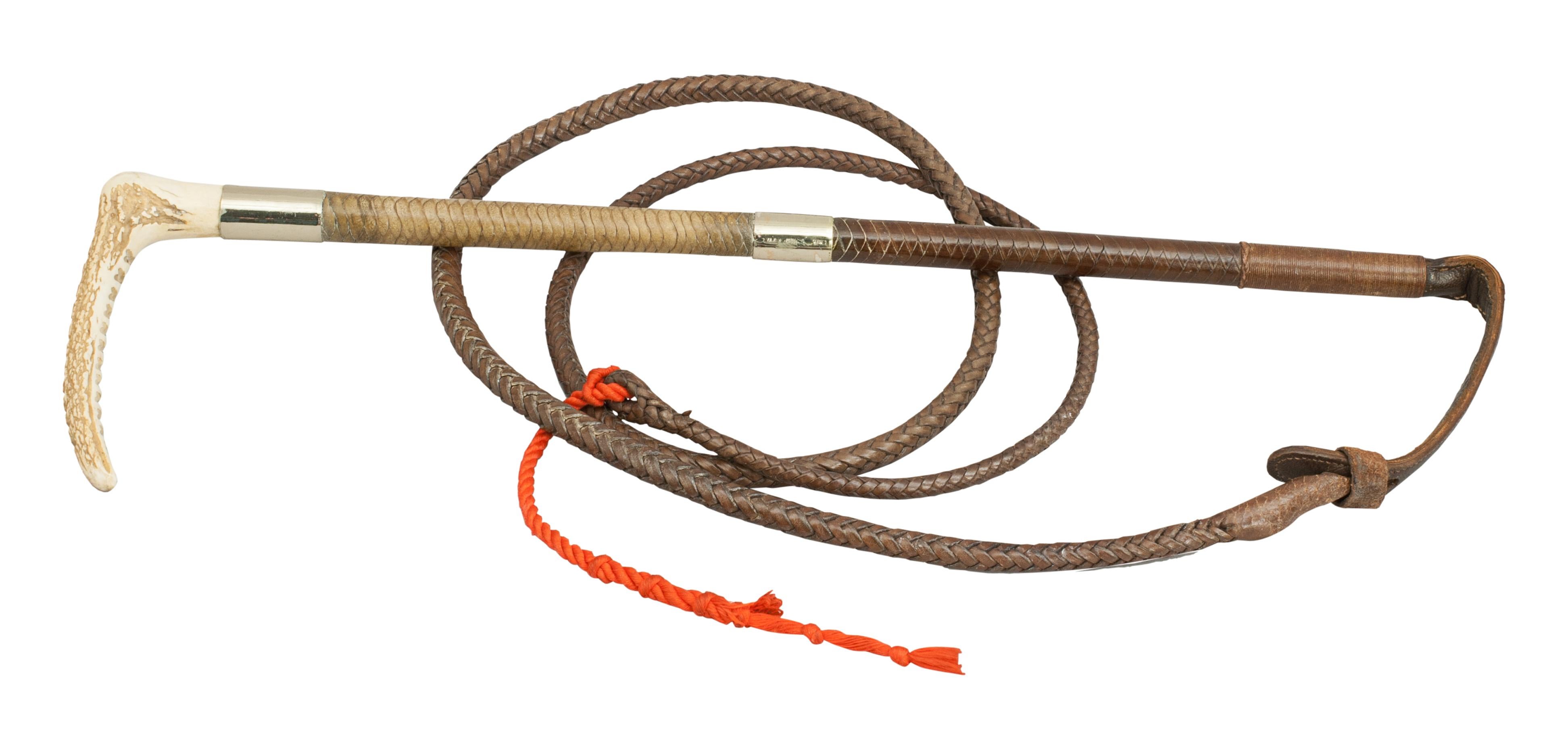 l' 'A A.G da P.M Antico marcata 1898 SILVER Hunt Whip-antler handle 