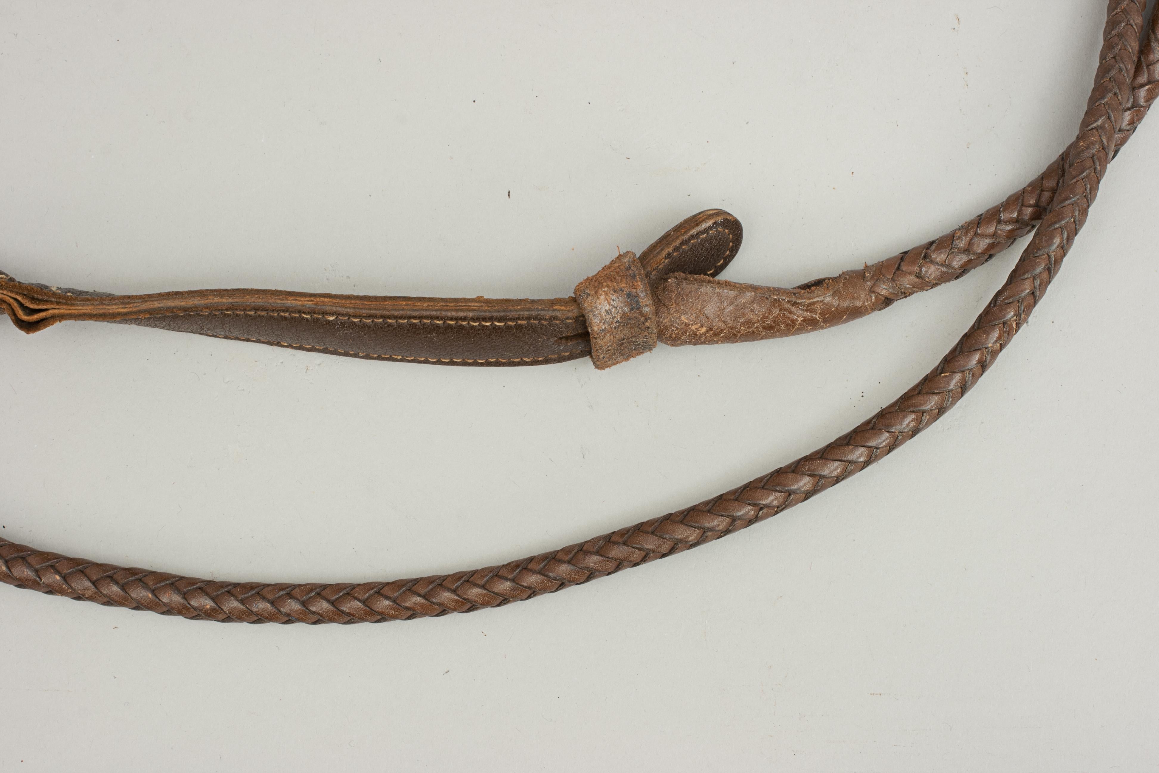 Mid-20th Century Vintage Hunting Whip, Riding Crop with Antler Handle