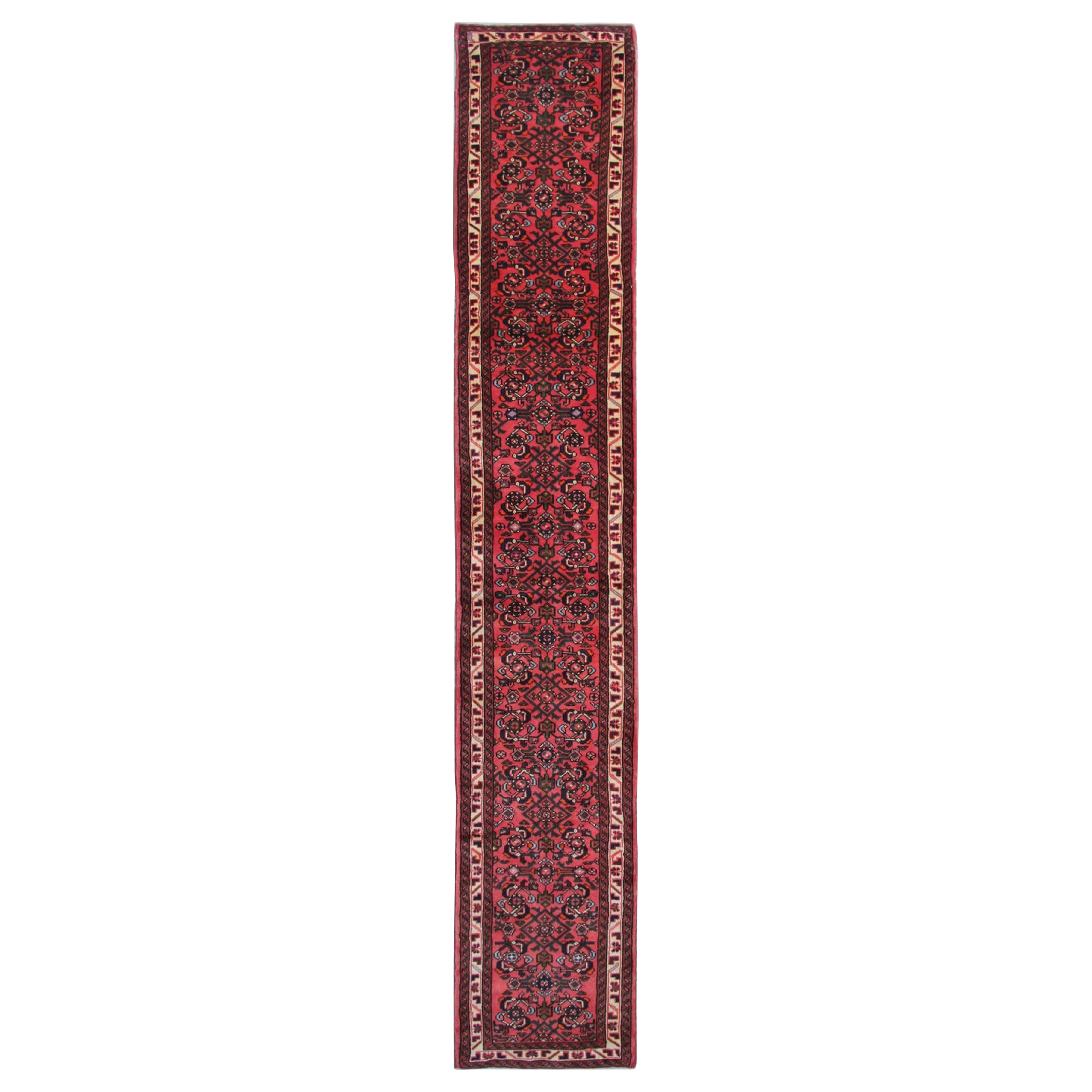 Vintage Hussein Abad Teppich-Läufer, Geometrischer traditioneller Läufer