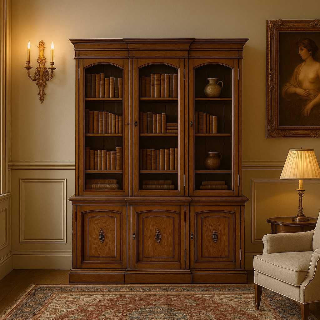 Drexel “Triune” Hutch Cabinet, Mid-Century Mahogany Bookcase or China Cabinet For Sale 7