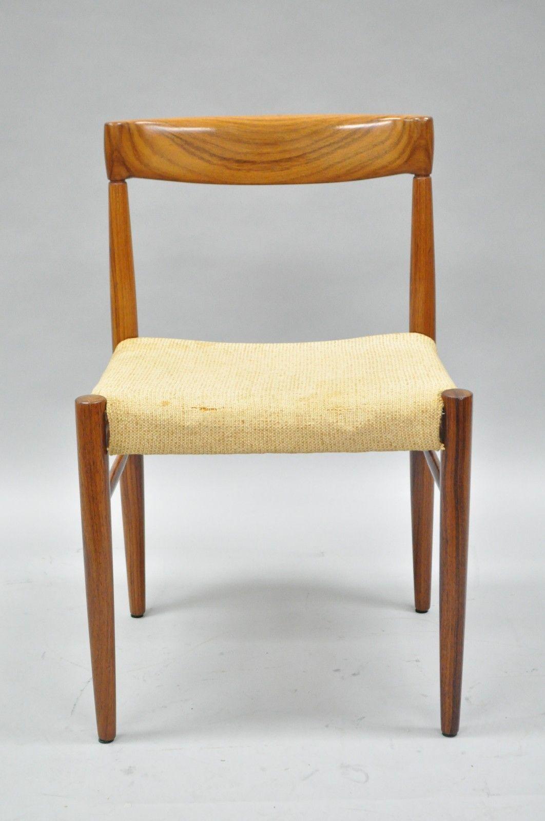 Vintage HW Klein for Bramin midcentury Danish Modern solid rosewood side chair. Item features sculptural lipped back, clean modernist design, solid rosewood construction, beautiful wood grain, stamped ?12730, European, circa mid-20th century.